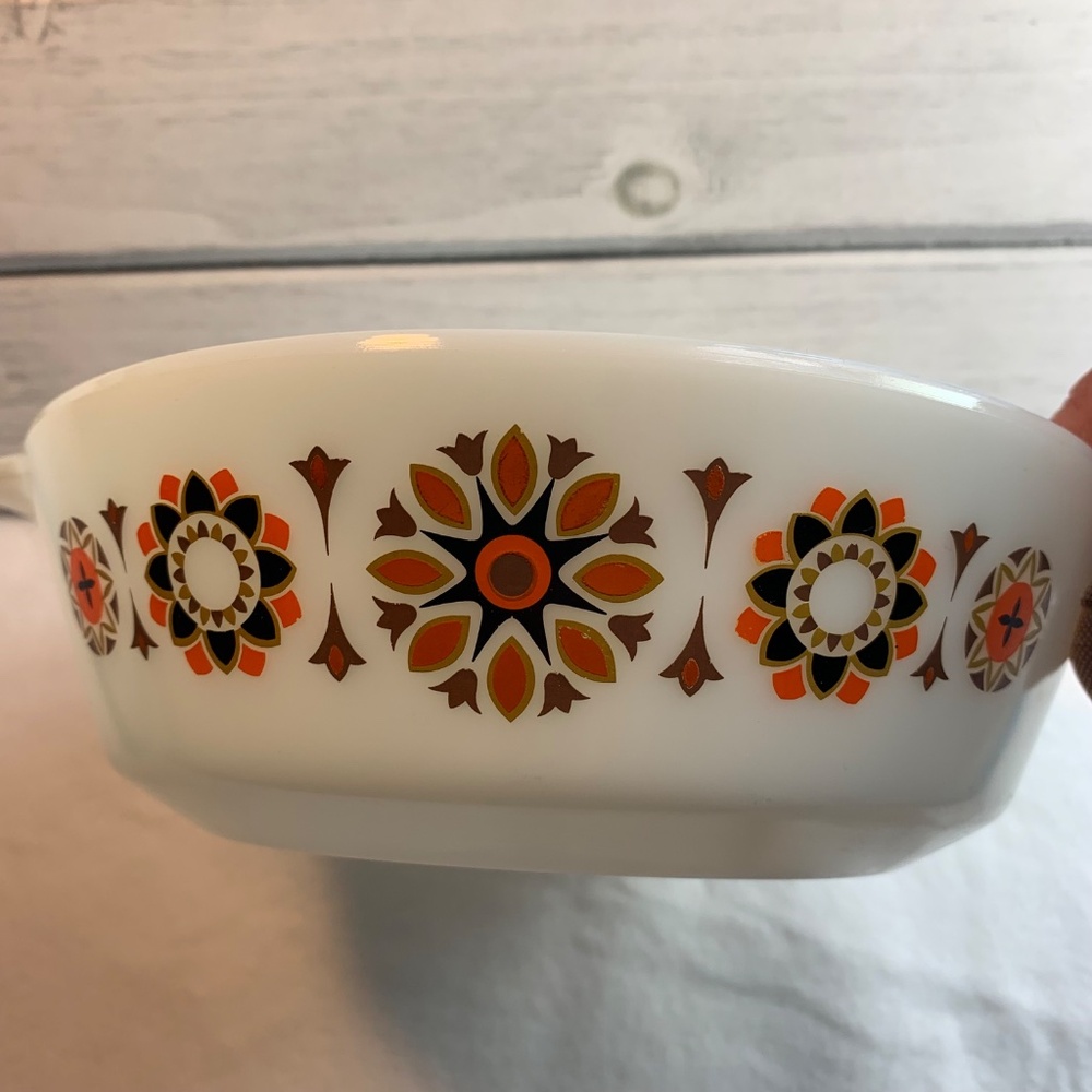 JAJ Vintage Milk Glass‎ Toledo Dish Handles – Mid-Century Floral Made in England